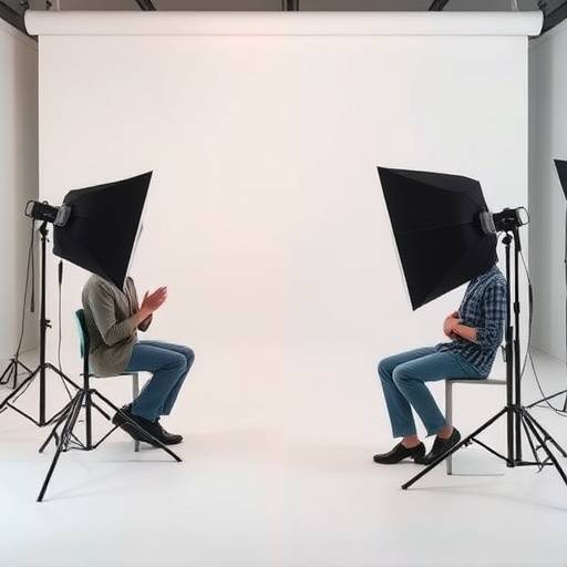 Entrevista corporativa grabada en un estudio con fondo neutro y entrevistador profesional.