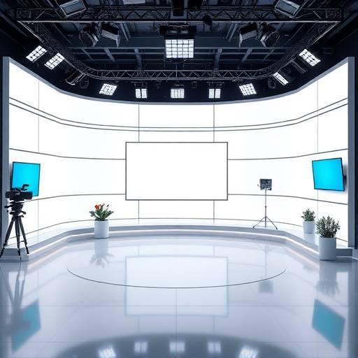 Imagen del nuevo estudio de Televisión del Sol con equipos modernos.